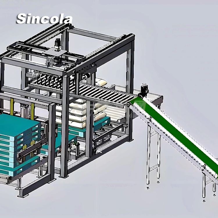 Feed grain bagged high level palletizer